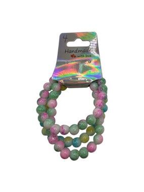 Beaded Bracelets Pink Green Blue Yellow NWOT